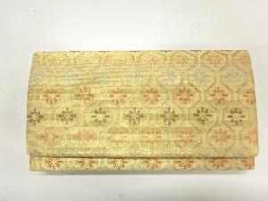 リサイクル　変わり亀甲繋ぎに花模様織出し和装バッグ